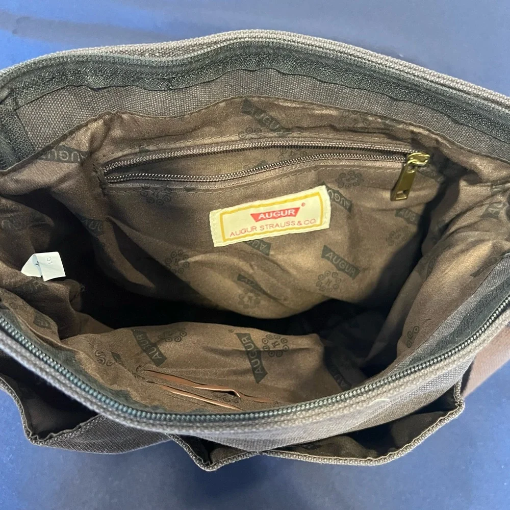 Canvas Messenger Bag in Dark Gray with Adjustable Strap